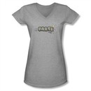 Farts Candy Shirt Juniors V Neck Finger Logo Athletic Heather T-Shirt