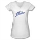 Flashdance Shirt Juniors V Neck Logo White Tee T-Shirt