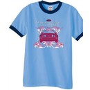 Ford Mustang Ringer T-shirt Girls Run Wild Carolina Blue/Navy Shirt