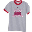 Ford Mustang Ringer T-shirt Girls Run Wild Heather Grey/Red Tee Shirt