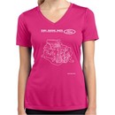 Ford Tee Engine Parts Ladies Dry Wicking V-neck