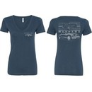 Ford Tee Mustang with Grill (Front & Back) Ladies V-neck