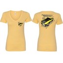 Ford Tee Yellow Mustang Boss (Front & Back) Ladies V-neck