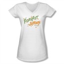 Forrest Gump Shirt Juniors V Neck Peas And Carrots White Tee T-Shirt