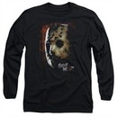 Friday the 13th Long Sleeve Shirt Jason Voorhees Mask Black Tee T-Shirt