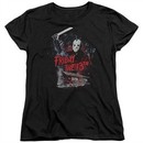 Friday the 13th Womens Shirt Jason Attacks Cabin Black T-Shirt