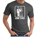 Game Over T-shirt Funny Marriage Bride Groom Charcoal Tee White Print