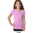 Girls Breast Cancer Shirt Pink Ribbon Bottom Print V-Neck Tee T-Shirt