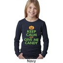 Girls Halloween Shirt Keep Calm and Give Me Candy Long Sleeve Tee T-Shirt