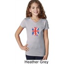 Girls UK Flag Shirt Union Jack Small V-Neck Tee T-Shirt