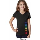 Girls Yoga Shirt Floral Chakras Bottom Print V-Neck Tee T-Shirt