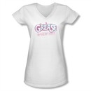 Grease Shirt Juniors V Neck Grease Is The Word White Tee T-Shirt