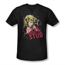 Grease Shirt Slim Fit V Neck Tell Me About It Stud Black Tee T-Shirt