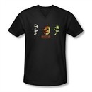 Halloween III Shirt Slim Fit V Neck Three Masks Black Tee T-Shirt