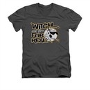 Halloween Shirt Slim Fit V-Neck Witch Charcoal T-Shirt