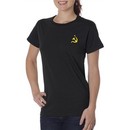 Hammer and Sickle Ladies Organic T-shirt Yellow Logo Pocket Print