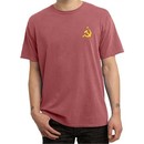 Hammer and Sickle Shirt Yellow Logo Pocket Print Pigment Dyed Tee