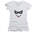 Harley Quinn Shirt Juniors V Neck Mask White T-Shirt