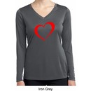 Heart Outline Ladies Moisture Wicking Long Sleeve Shirt