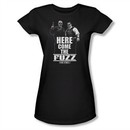 Hot Fuzz Shirt Juniors Here Come The Fuzz Black Tee T-Shirt