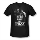 Hot Fuzz Shirt Slim Fit V Neck Here Come The Fuzz Black Tee T-Shirt