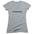 Hummer Juniors V Neck Shirt Distressed Logo Athletic Heather T-Shirt