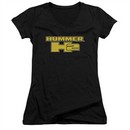 Hummer Juniors V Neck Shirt H2 Block Logo Black T-Shirt