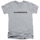 Hummer Slim Fit V-Neck Shirt Distressed Logo Athletic Heather T-Shirt