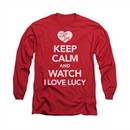 I Love Lucy Shirt Keep Calm And Watch Long Sleeve Red Tee T-Shirt