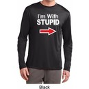 I'm With Stupid White Print Mens Dry Wicking Long Sleeve Shirt