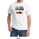 Stupid Shirt I?m With Stupid Black Print Funny Adult T-shirt