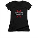 Infinite Crisis Shirt Juniors V Neck Logo Black T-Shirt
