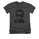 James Dean Shirt Slim Fit V-Neck Shades Charcoal T-Shirt