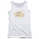 Jane The Virgin Juniors Tank Top Golden Logo White Tee Tanktop
