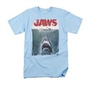 Jaws Shirt Block Title Poster Light Blue T-Shirt