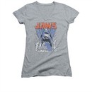 Jaws Shirt Juniors V Neck Comic Splash Athletic Heather T-Shirt