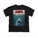 Jaws Shirt Kids Lined Poster Black T-Shirt