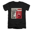 Jaws Shirt Slim Fit V-Neck Terror Black T-Shirt