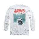 Jaws Shirt Vintage Poster Long Sleeve White Tee T-Shirt