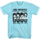 Jimi Hendrix Shirt NY Foxy Lady 1970 Heather Blue T-Shirt