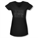 John Wayne Shirt Juniors V Neck Signature Black T-Shirt
