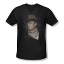 John Wayne Shirt Slim Fit V-Neck Portrait Black T-Shirt