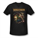 Judge Dredd Shirt Slim Fit V-Neck Punch Blast Black T-Shirt