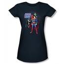 Justice League Juniors T-shirt Superheroes Protectors Navy Blue Shirt