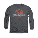 Jurassic Park Shirt Faded Logo Long Sleeve Charcoal Tee T-Shirt