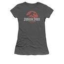 Jurassic Park Shirt Juniors Faded Logo Charcoal Tee T-Shirt