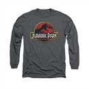 Jurassic Park Shirt Stone Logo Long Sleeve Charcoal Tee T-Shirt