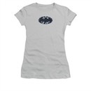 Justice League Embroidered Shirt Juniors Leopard Batman Silver T-Shirt