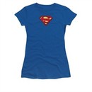 Justice League Embroidered Shirt Juniors Superman Royal Blue T-Shirt