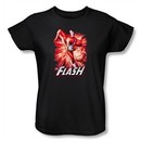 Justice League Ladies T-shirt The Flash Red and Gray Black Tee